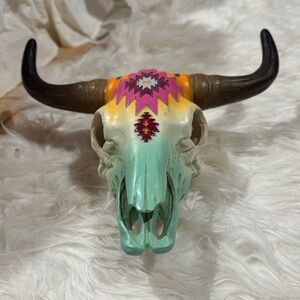 LTD TIME PRICE Colorful Boho Tribal Western Resin Bull Skull Wall Decor